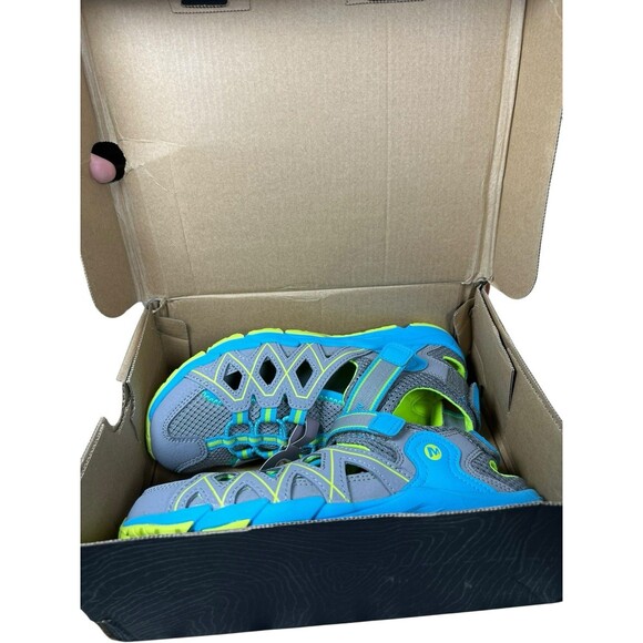 Merrell Hydro‎ Quench Water Sandals Kids Size 4M Gray Blue Yellow NWT Summer - Picture 4 of 10